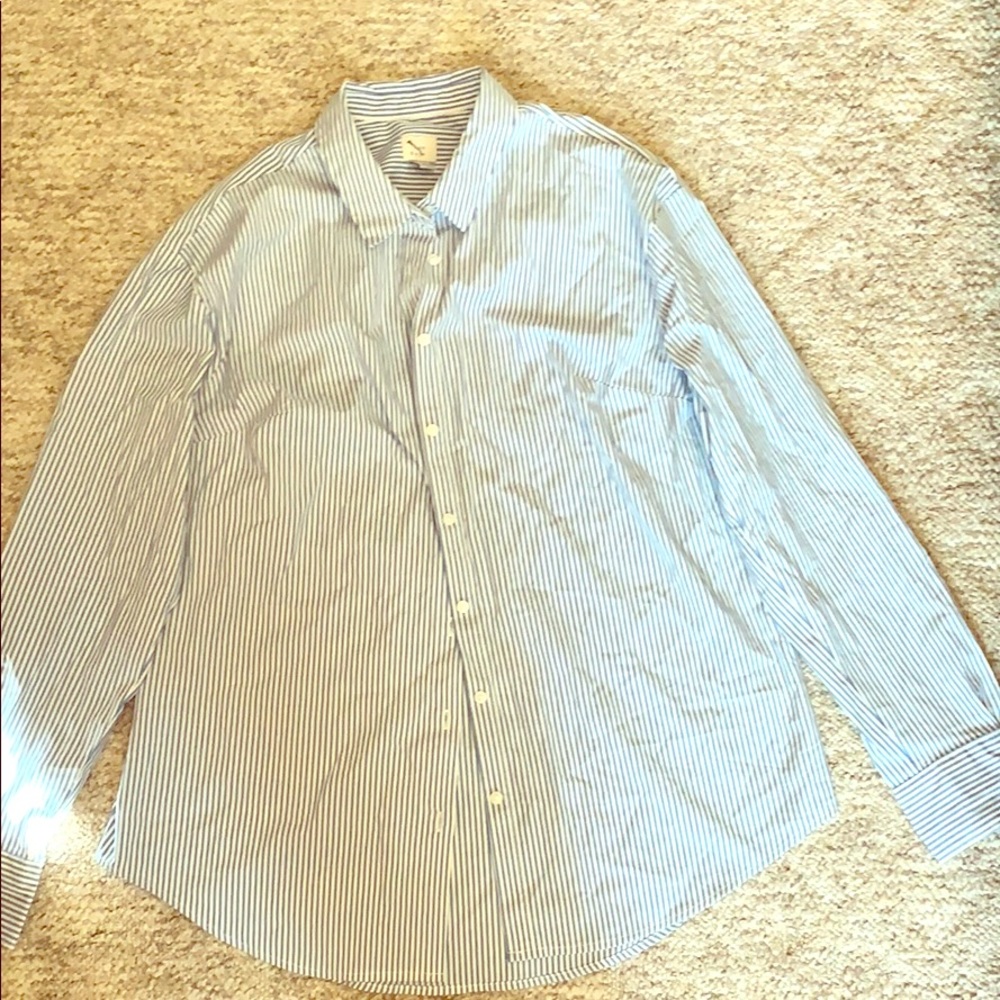 Blue and White Striped button down shirt